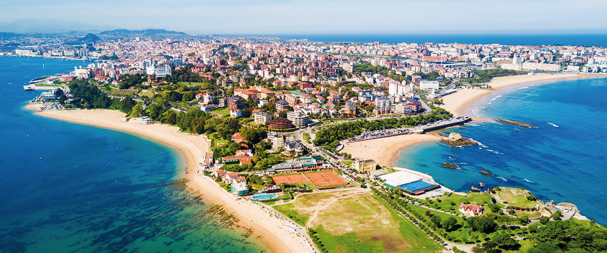 An aerial view over Santander, Spain